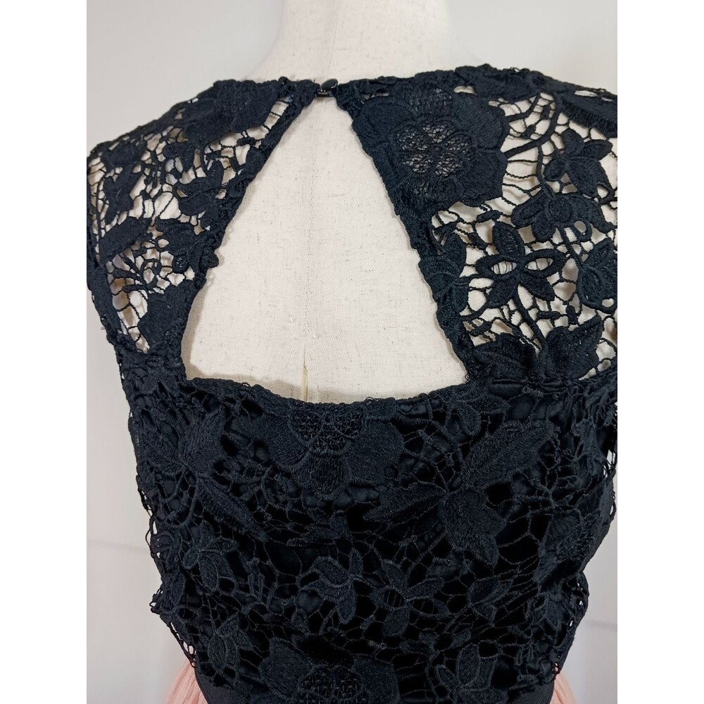 Formal Tulle Mini Dress Crochet Prom Cocktail Peach Black Size XL - Picture 4 of 14